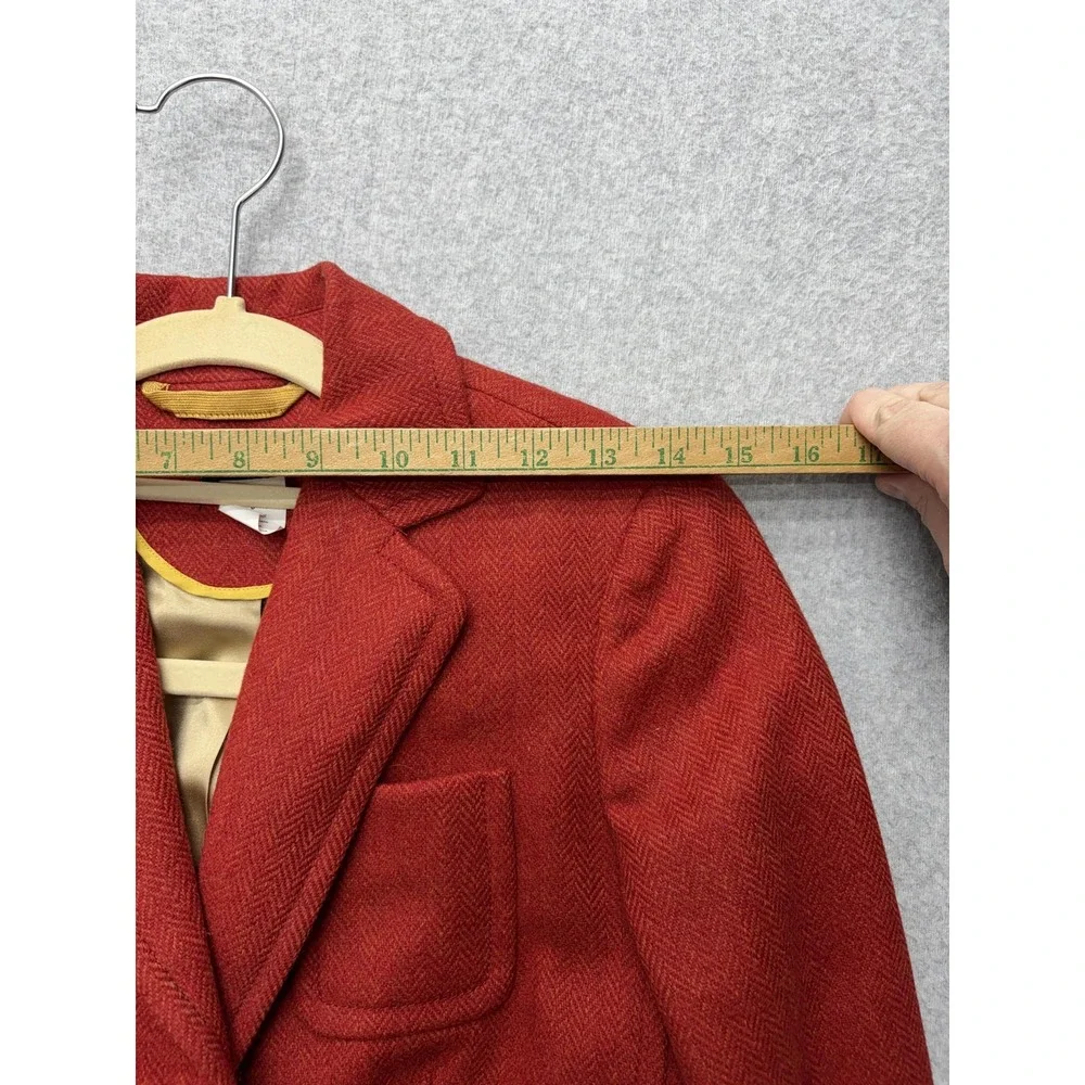 J.Crew Blazer Womens 0 Red‎ Herringbone Wool Tweed One Button Lined Robert Noble